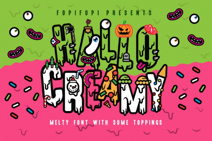 Hello Creamy Font + Toppings Font Download