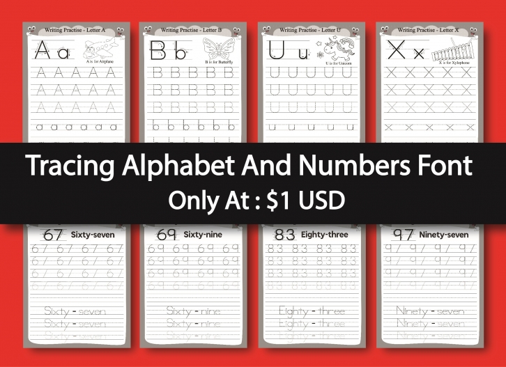 Tracing Alphabet and Numbers Font Download