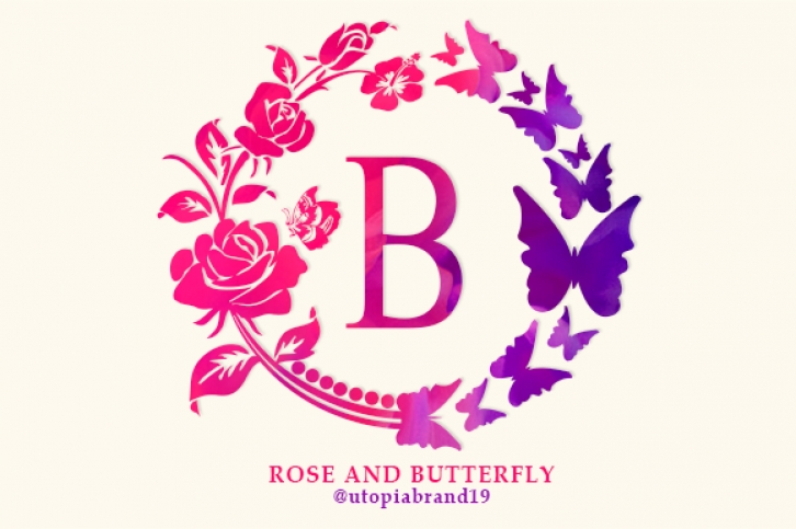 Rose and Butterfly Monogram Font Download