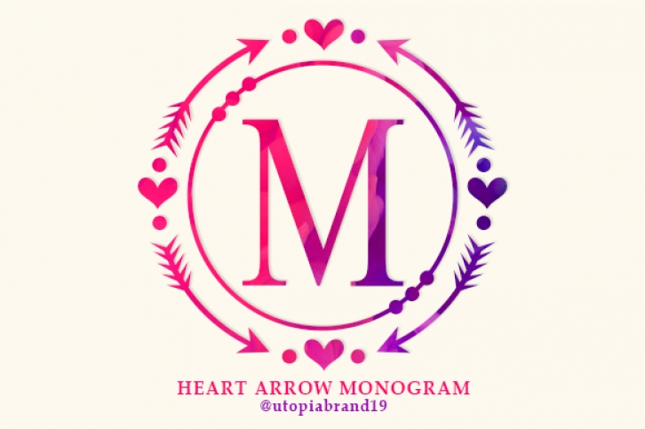 Heart Arrow Monogram Font Download