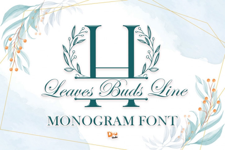 Leaves Buds Line Monogram Font Download