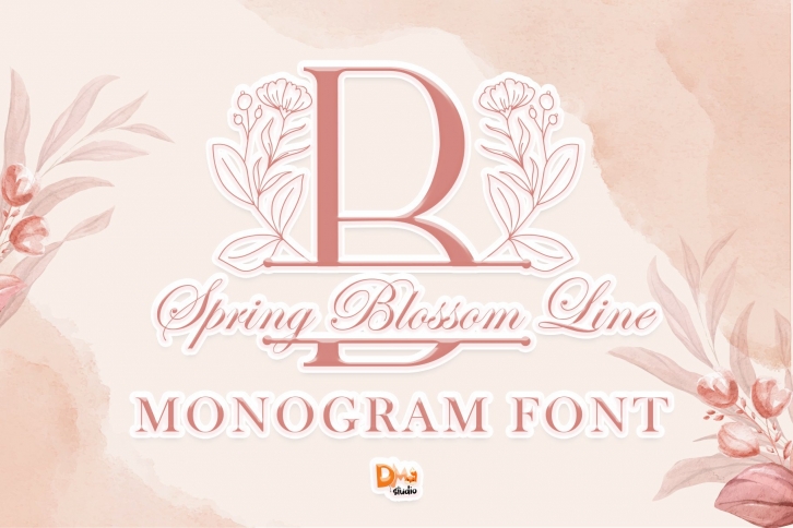 Spring Blossom Line Monogram Font Download