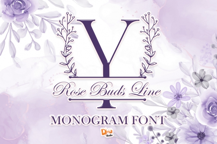 Rose Buds Line Monogram Font Download