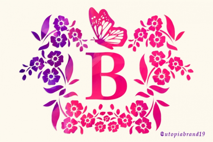 Flower Butterfly Monogram Font Download