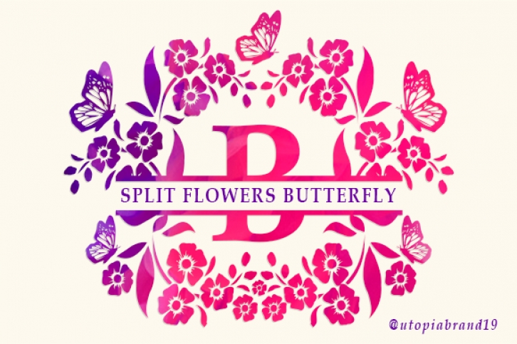 Split Flowers Butterfly Monogram Font Download