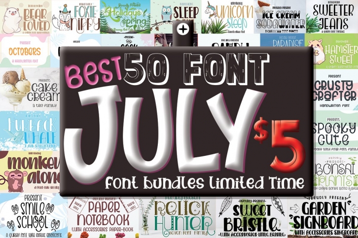 Best July Bundle Include 50 Font Download