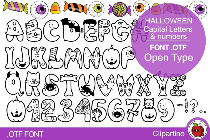 Halloween Open Type-Capital Letters & numbers Font Download