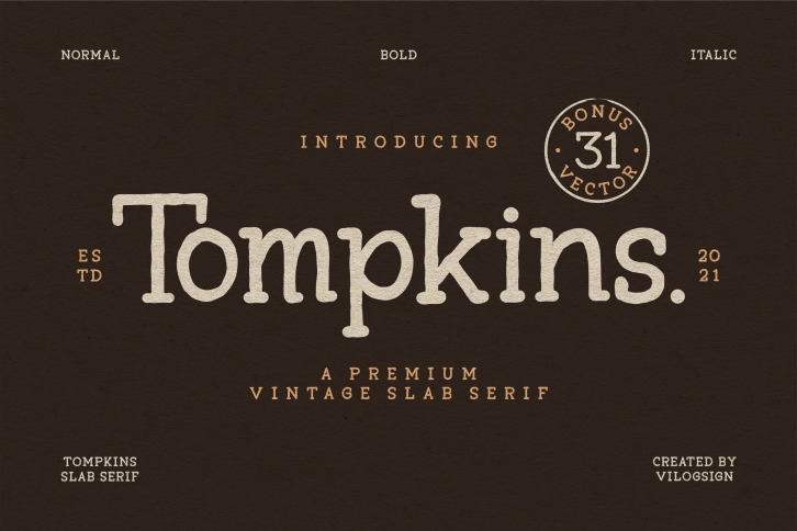 Tompkins a Vintage Slab Serif Font Download