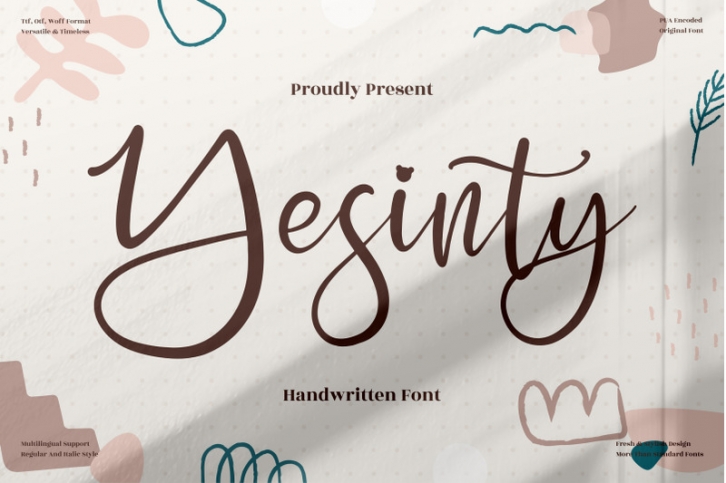 Yesinty - Beautiful Handwritten Font Font Download