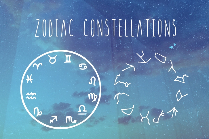 Zodiac constellations in ttf, otf Font Download