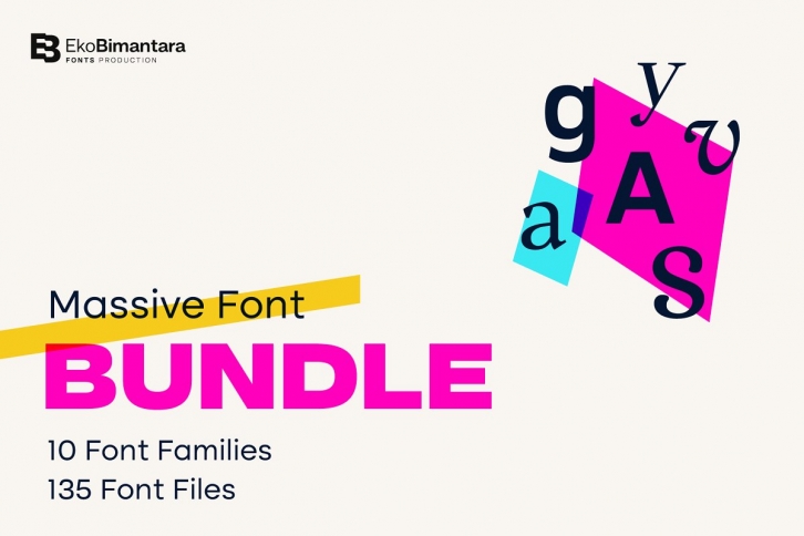 Font Bundle; 10 Families 135 Styles Font Download