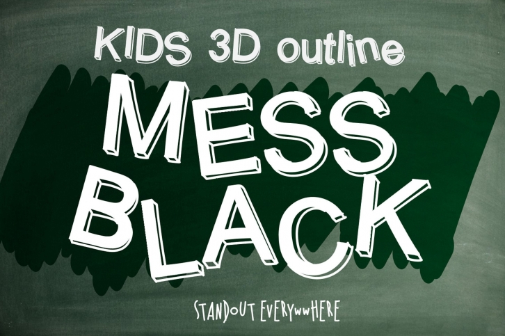Kids 3D Outline Mess Black Font Download