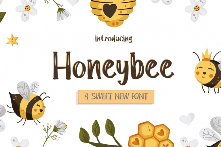 Honeybee Font (Cute Fonts, Playful Fonts, Display Fonts) Font Download