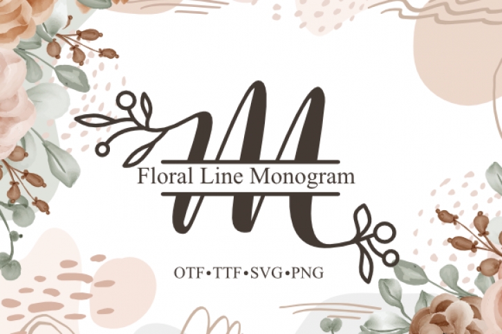 Floral Line Monogram Font Download