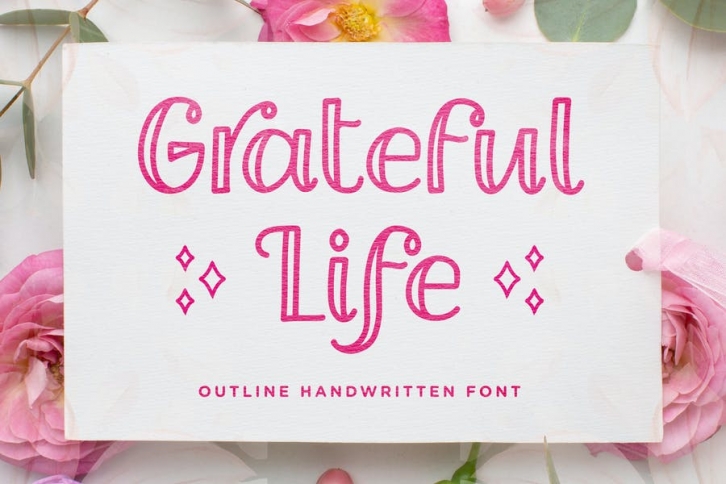 Grateful Life - Outline Handwritten Font Font Download