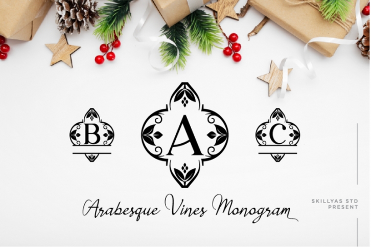 Arabesque Vines Monogram Font Font Download