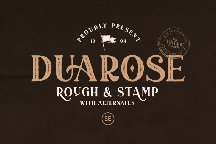 Duarose - Vintage Font (Rough & Stamp) Font Download