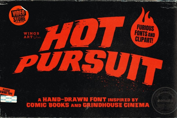 Hot Pursuit: A Hand-Drawn Grind-house Font Font Download