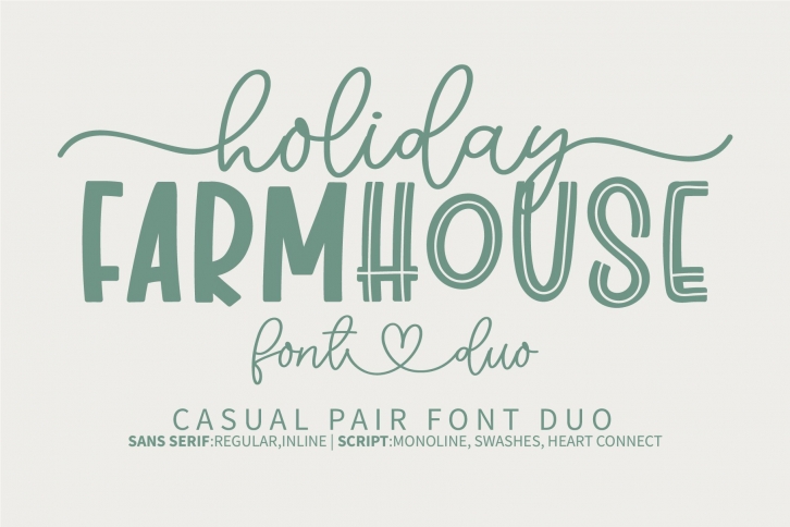 Holiday Farmhouse- A casual pair duo Font Download
