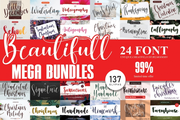 Beautiful Mega Bundles handwriting collections Font Download