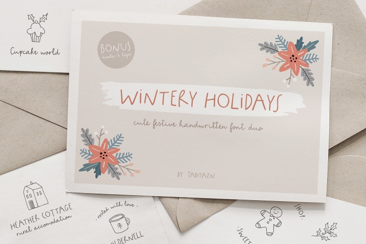 Wintery Holidays font duo, logos Font Download