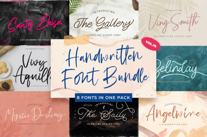 Handwritten Font Bundle Vol 16 Font Download