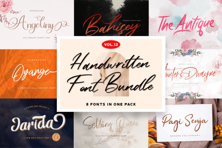 Handwritten Font Bundle Vol 12 Font Download