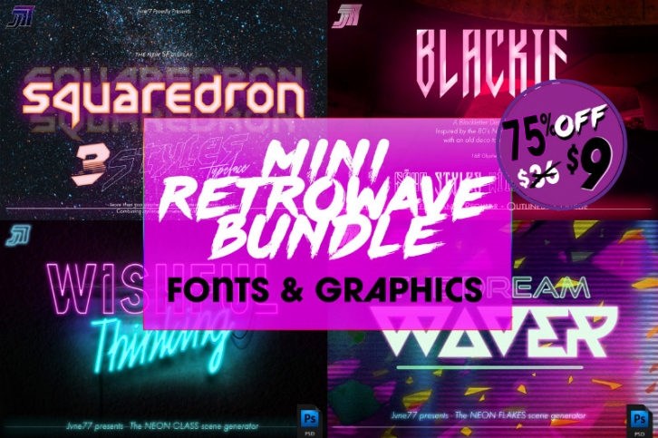 Retrowave Bundle ($1 Deal Ltd Time) Font Download