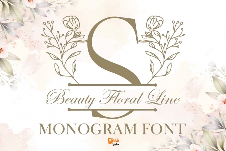Beauty Floral Line Monogram Font Download