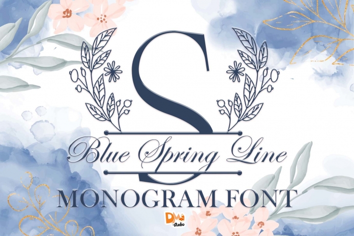 Blue Spring Line Monogram Font Download