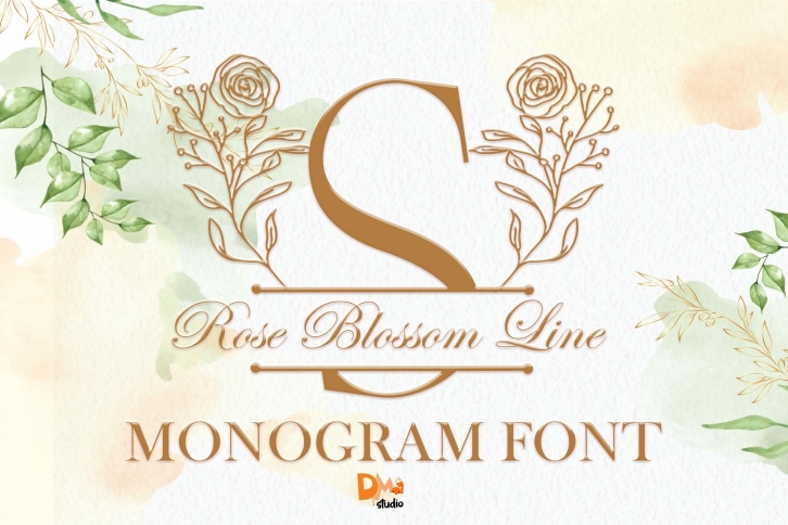 Rose Blossom Line Monogram Font Download