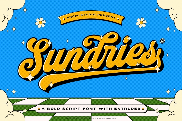 Sundries Bold Script with Extruded Font Download