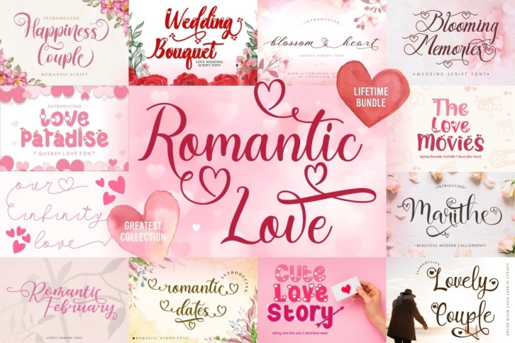 Romantic Love Bundle Font Download