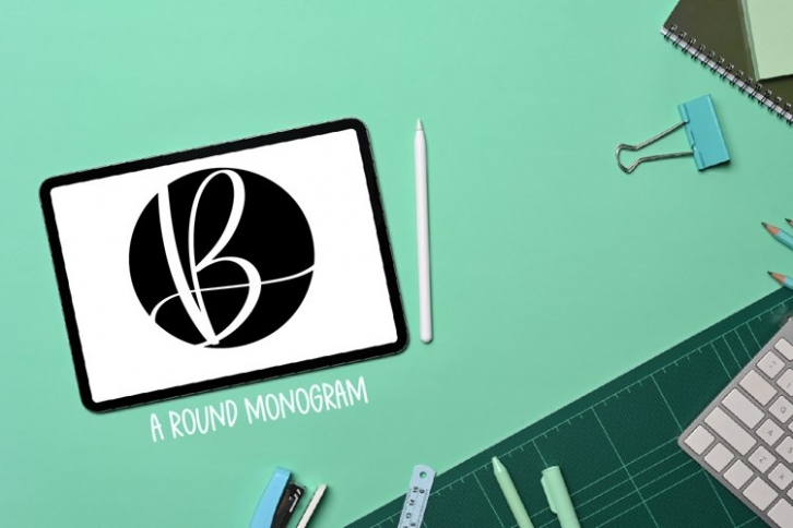 Round Lettered Monogram Letters A-Z Font Download