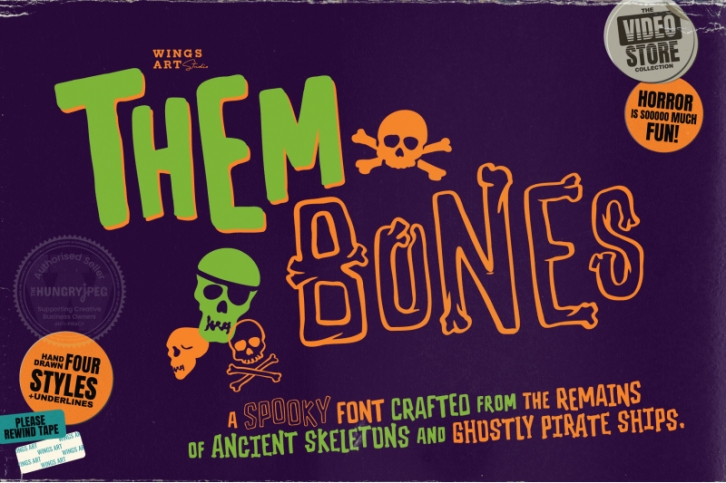 Them Bones: A Hand-Drawn Retro Horror Font Font Download