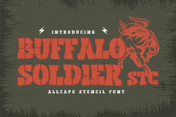 Buffalo Soldier Stencil - Bold Slab Stencil Font Download