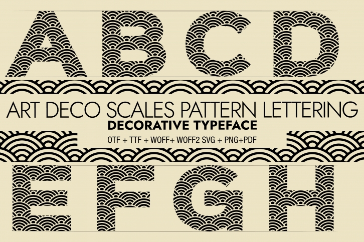 Art Deco Scales Pattern Lettering Font Download