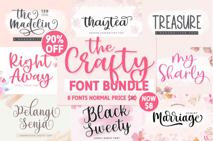 The Crafty Font Bundle - 8 fonts for crafters Font Download