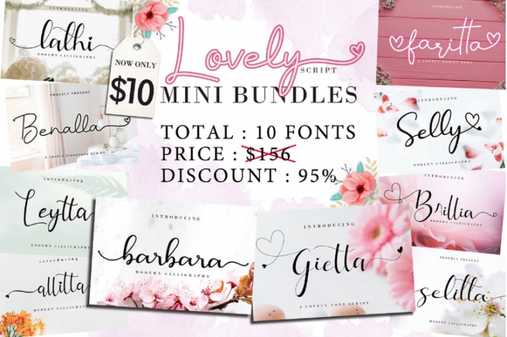 Lovely Script Font Bundle Font Download
