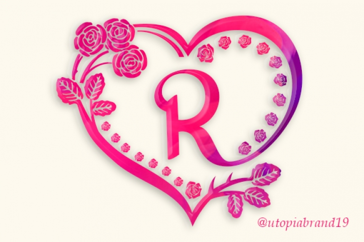 Rose Heart Monogram Font Download