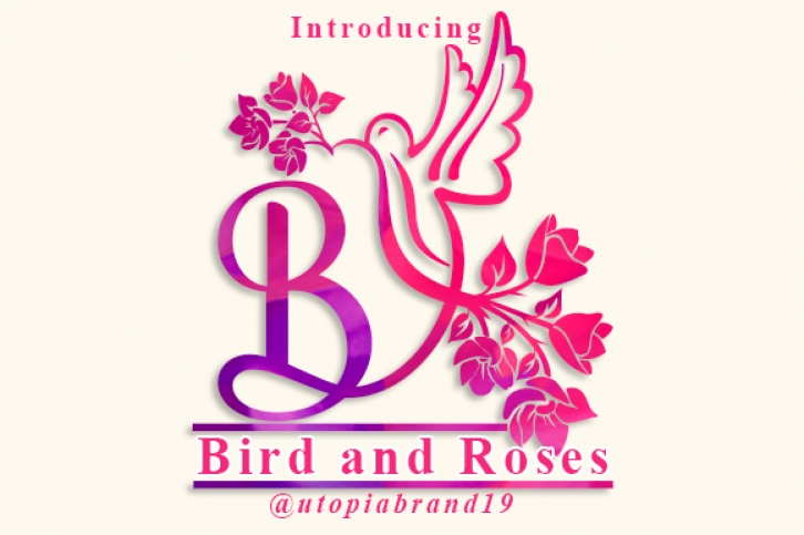 Bird and Roses Monogram Font Download