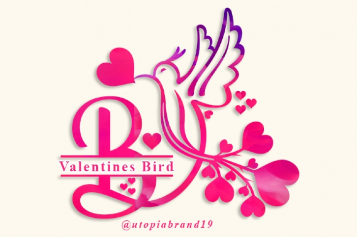 Valentines Bird Monogram Font Download