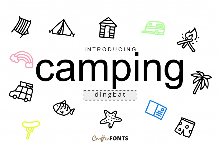 Camping Doodle Dingbat Font Download