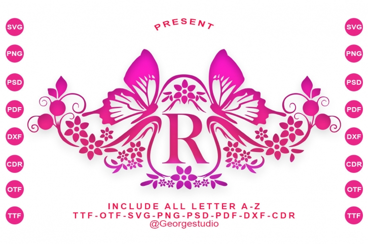 Rossella Butterfly Monogram Font Download