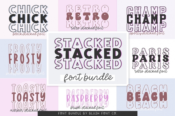 TRENDY STACKED FONT BUNDLE Font Download