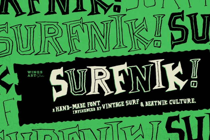 Surfnik: A Hand-Made Vintage Surf and Beatnik Font Font Download
