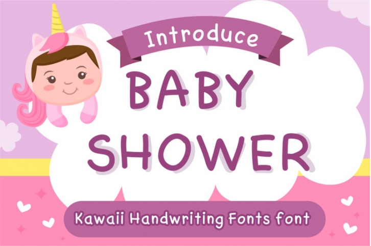 Baby shower Handwritten- cute kid font Kawaii style Font Download