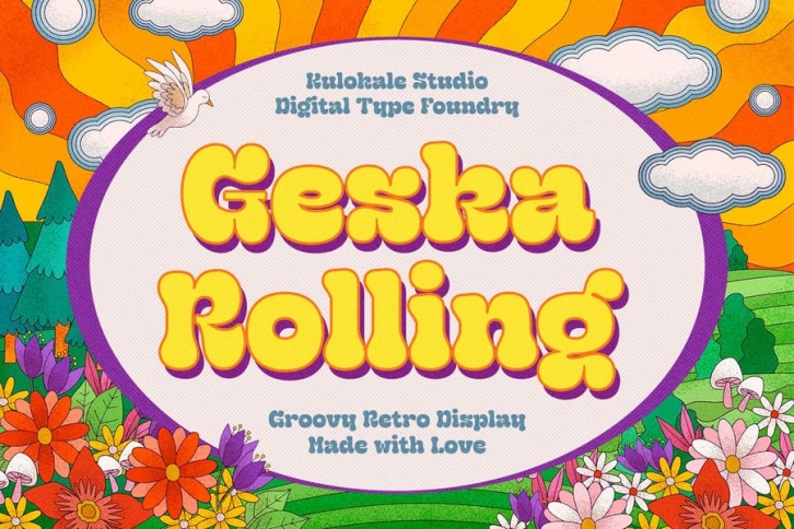 Geska Rolling - Groovy Retro Font Font Download