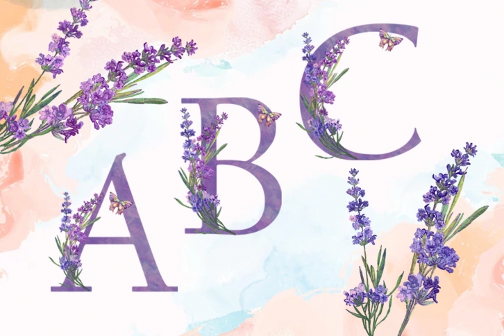 flower font lavender png Font Download