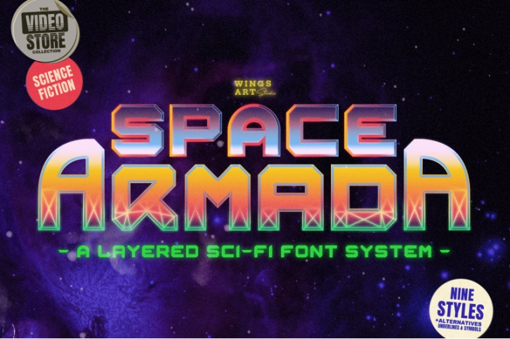 Space Armada - A Retro Science Fiction Font Font Download